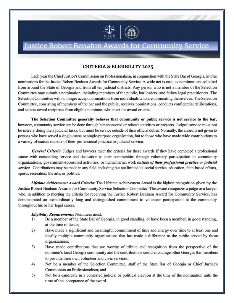 Eligibility Criteria for Special Committee Nominations